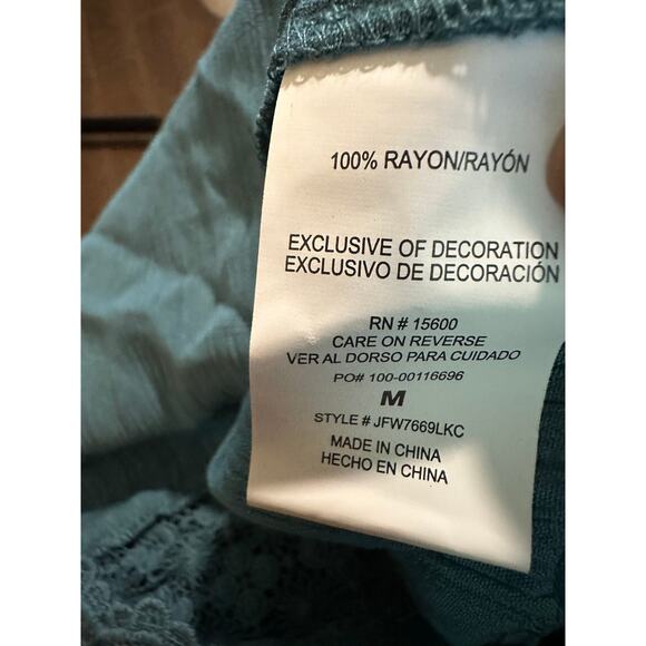 Mason & Belle Boho Crochet Aqua Blouse, Size Medium, NWT - Picture 6 of 9